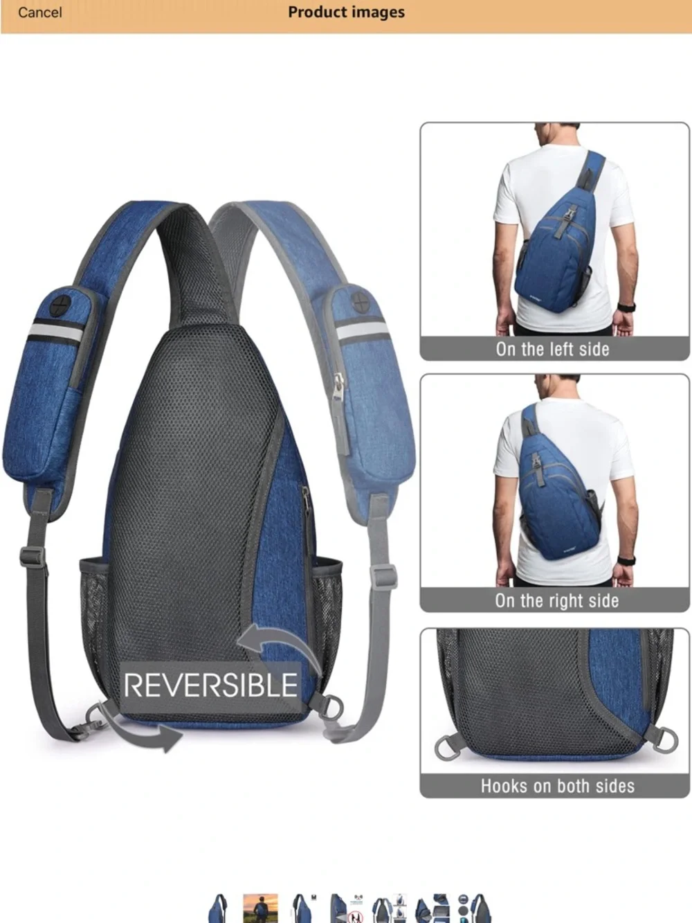 G4 Free Waterproof Blue Sling Unisex Crossbody Bag